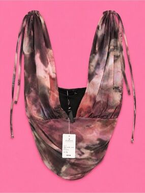 Windsor Mauve and Olive Tie-Dye Halter Top